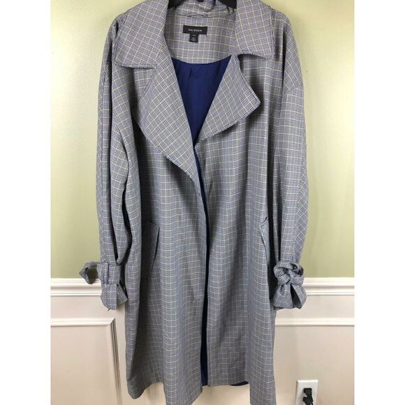E-172 Halogen plaid duster jacket coat NAVY PLAID size XXL nwot - Picture 1 of 4